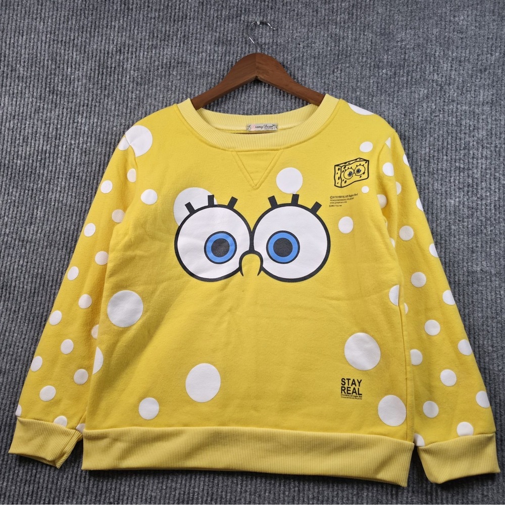 Stayreal SpongeBob Sweatshirt Womens M Yellow Bubble Sponge Pullover Streetwear